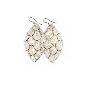 🆕 Scalloped in Taupe and Cream Leather Earrings
